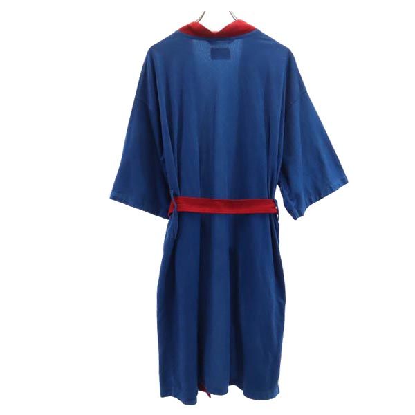 AFTER HOURS by DIPLOMAT 70s ヴィンテージ 半袖 ベルベット調 ローブ コート F ブルー系 メンズ