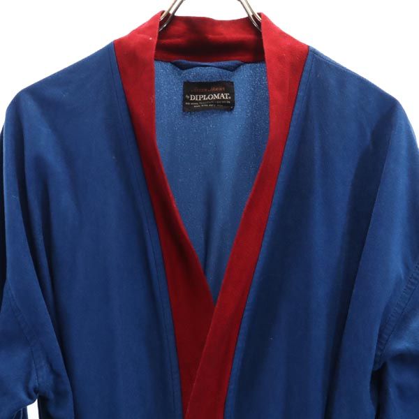 AFTER HOURS by DIPLOMAT 70s ヴィンテージ 半袖 ベルベット調 ローブ コート F ブルー系 メンズ