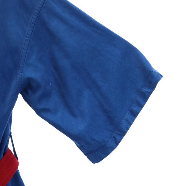 AFTER HOURS by DIPLOMAT 70s ヴィンテージ 半袖 ベルベット調 ローブ コート F ブルー系 メンズ