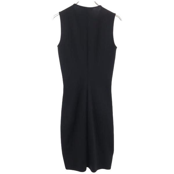 未使用 Gianni Versace ジャンニヴェルサーチ イタリア製 ウールブレンド ノースリーブ ワンピース 38 ブラック系 レディース