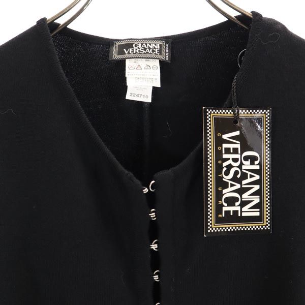 未使用 Gianni Versace ジャンニヴェルサーチ イタリア製 ウールブレンド ノースリーブ ワンピース 38 ブラック系 レディース