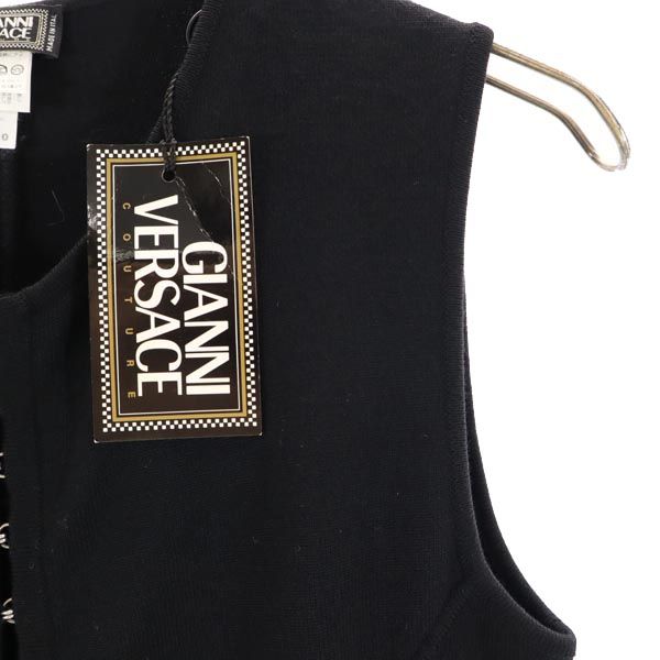 未使用 Gianni Versace ジャンニヴェルサーチ イタリア製 ウールブレンド ノースリーブ ワンピース 38 ブラック系 レディース
