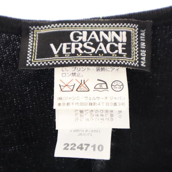 未使用 Gianni Versace ジャンニヴェルサーチ イタリア製 ウールブレンド ノースリーブ ワンピース 38 ブラック系 レディース