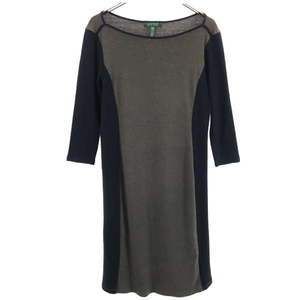 LAUREN RALPH LAUREN ローレンラルフローレン 7分袖 ワンピース M グレー系 レディース