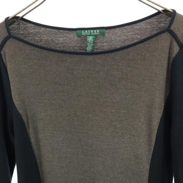 LAUREN RALPH LAUREN ローレンラルフローレン 7分袖 ワンピース M グレー系 レディース