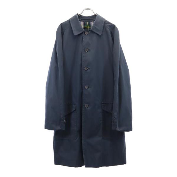 BURBERRY バーバリー 英国製 ステンカラーコート 50 ネイビー ウエストベルト メンズ