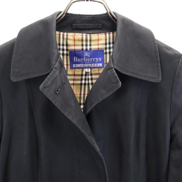 BURBERRY BLUE LABEL バーバリーブルーレーベル 90s オールド ステンカラーコート 38 黒 レディース