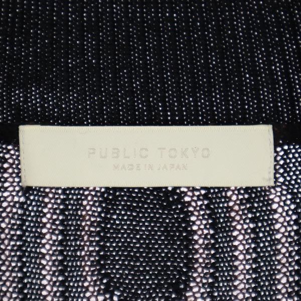 PUBLIC TOKYO パブリックトウキョウ 総柄 長袖 ウールブレンド ニット ロングワンピース FREE ブラック系 日本製 レディース