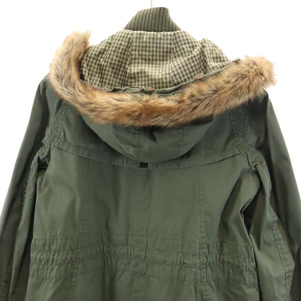 ARMANI EXCHANGE アルマーニエクスチェンジ ミリタリー フェイクファー モッズコート L カーキ系 レディース