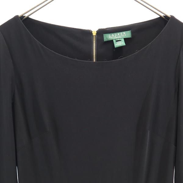 LAUREN RALPH LAUREN ローレンラルフローレン 7分袖 切替 ワンピース 4 ブラック DRESS レディース