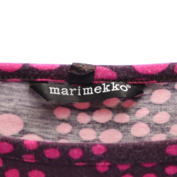 marimekko マリメッコ 総柄 長袖 膝丈ワンピース S ピンク系 レディース