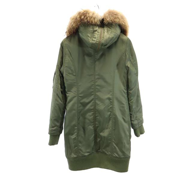 ALPHA INDUSTRIES アルファインダストリーズ リアルファー ミリタリー モッズコート M カーキ 裏キルティング レディース