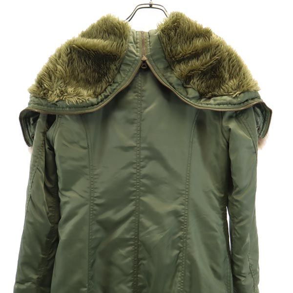 ALPHA INDUSTRIES アルファインダストリーズ リアルファー ミリタリー モッズコート M カーキ 裏キルティング レディース