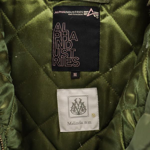 ALPHA INDUSTRIES アルファインダストリーズ リアルファー ミリタリー モッズコート M カーキ 裏キルティング レディース