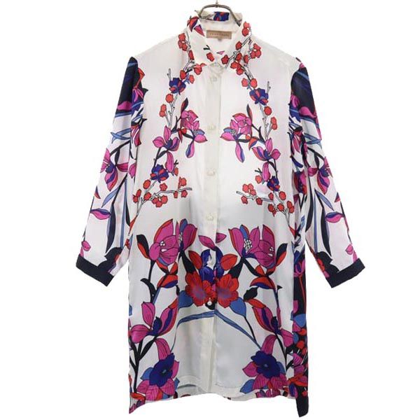 coccapani コカパーニ イタリア製 長袖 ワンピース M ホワイト×ピンク レディース