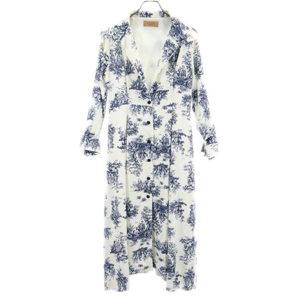 AMERI UNDRESSED アメリ 総柄 長袖 シャツワンピース M ホワイト系 レディース