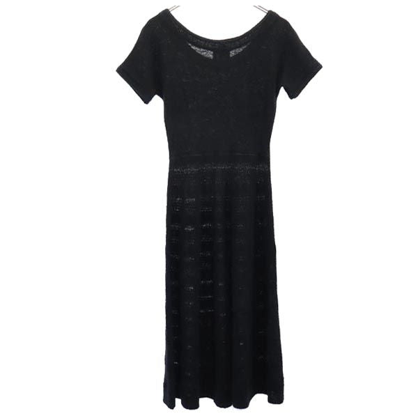 May Claire 70s ヴィンテージ 半袖 ウールブレンド ニット ワンピース ブラック レディース