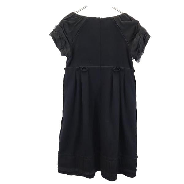 FOXEY フォクシー カシミヤブレンド 半袖 ワンピース 40 ブラック系 バックジップ レディース