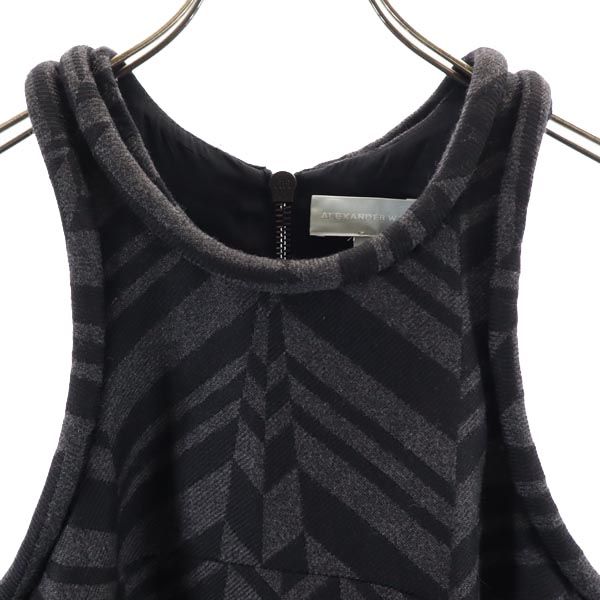 Alexander Wang アレキサンダーワン USA製 ノースリーブ ミニワンピース 2 黒×グレー ジャンパースカート レディース