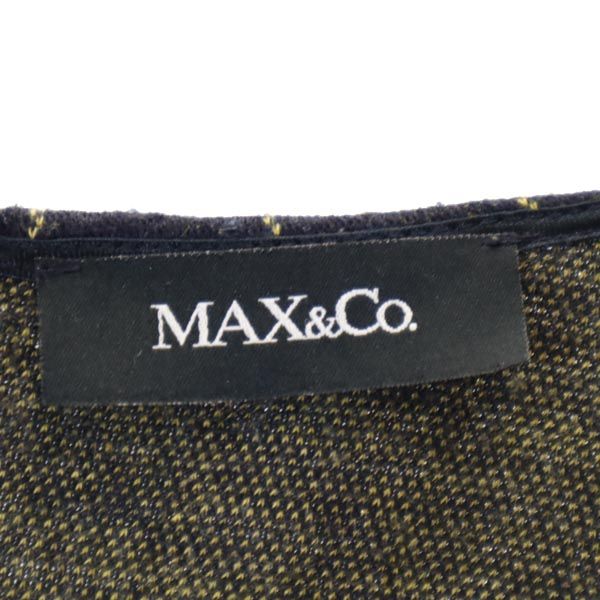 MAX&CO マックスアンドコー ストライプ柄 長袖 ウールブレンド ワンピース L ネイビー×イエロー レディース