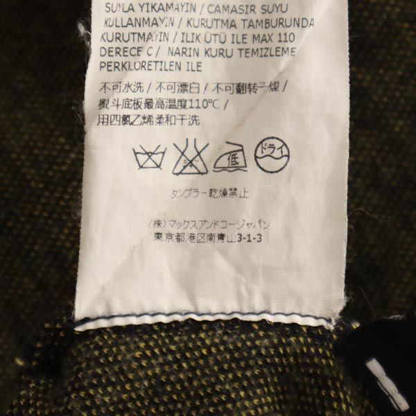 MAX&CO マックスアンドコー ストライプ柄 長袖 ウールブレンド ワンピース L ネイビー×イエロー レディース