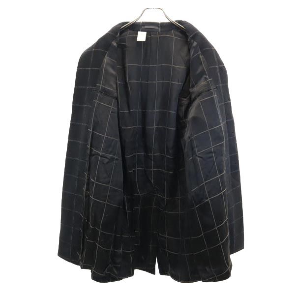 N.HOOLYWOOD エヌハリウッド チェック ウールブレンド ステンカラーコート 36 ブラック系 メンズ