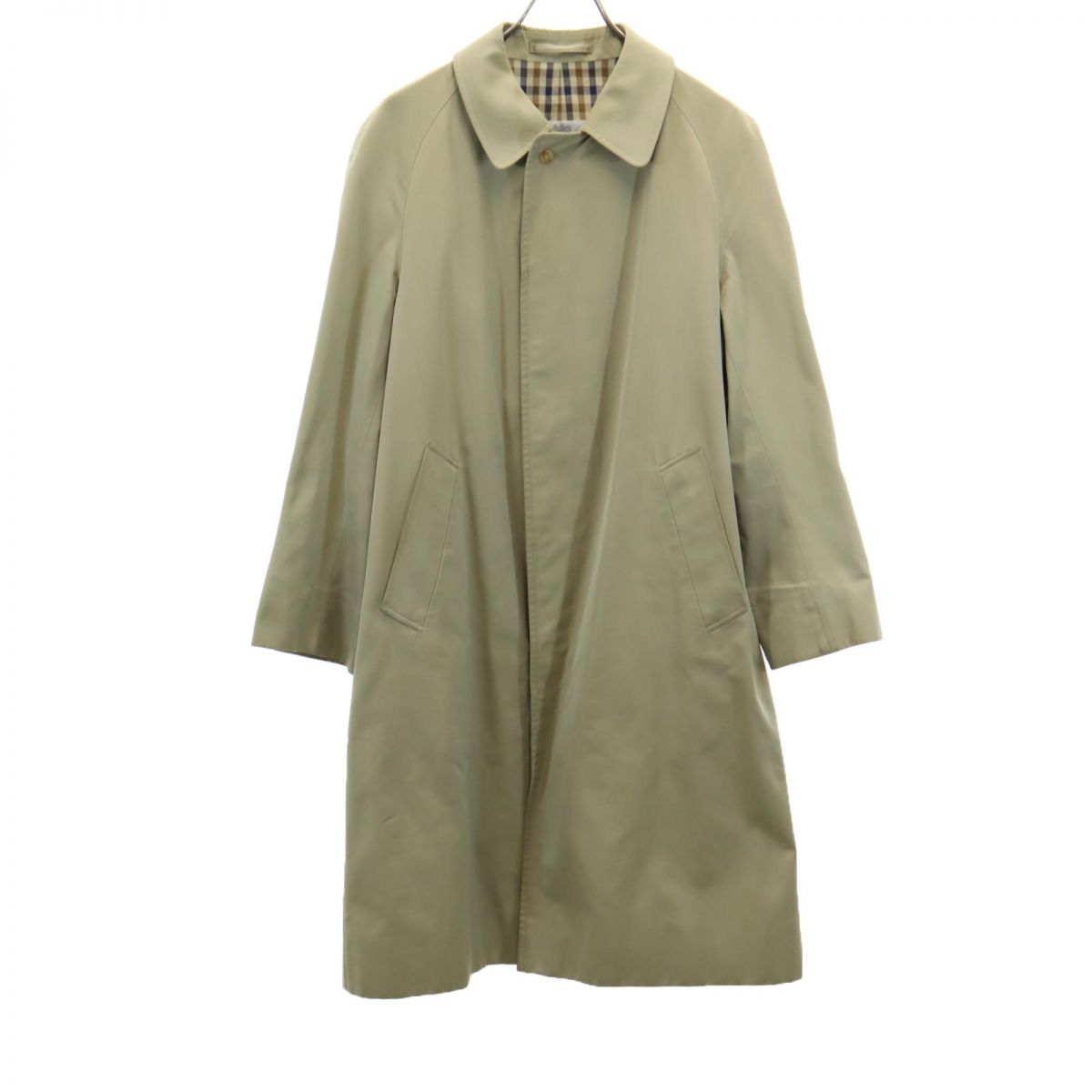 Aquascutum アクアスキュータム 80s ヴィンテージ ステンカラーコート 34 カーキ メンズ