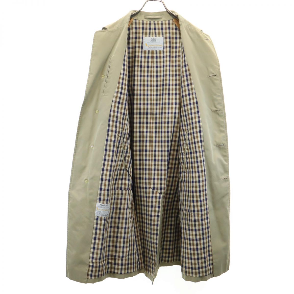 Aquascutum アクアスキュータム 80s ヴィンテージ ステンカラーコート 34 カーキ メンズ