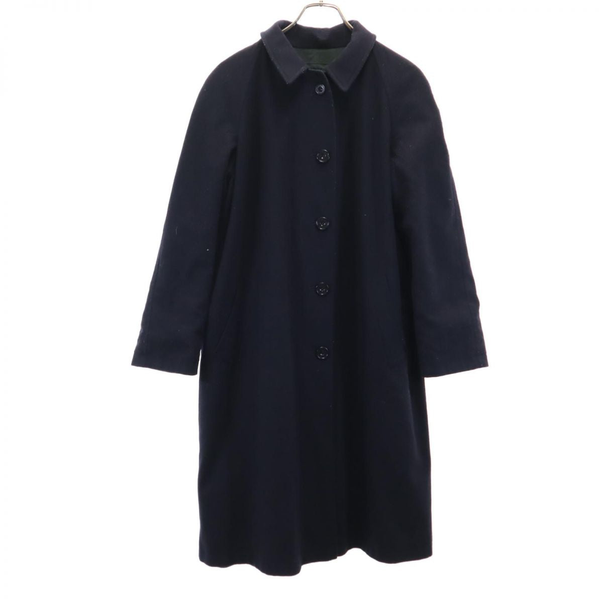 AMADEUS アマデウス 90s オールド リバーシブル ウールブレンド ステンカラーコート ネイビー×カーキ レディース