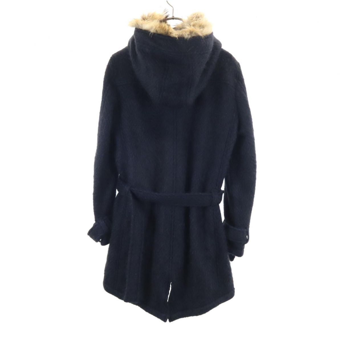 SHAREEF シャリーフ 日本製 ウールコート 2 ネイビー ファー フード メンズ