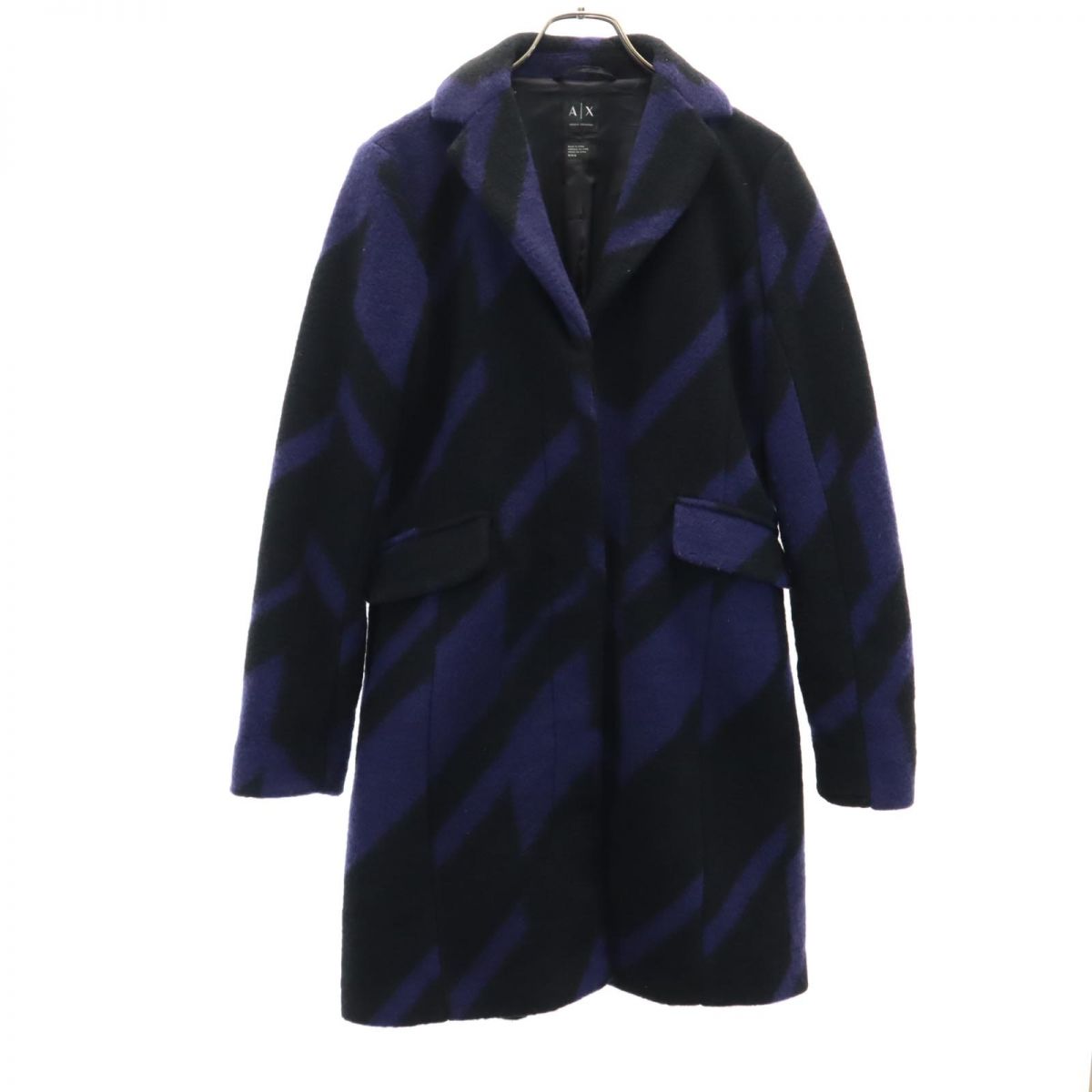 ARMANI EXCHANGE アルマーニエクスチェンジ ウールブレンド チェスターコート M 黒系 レディース