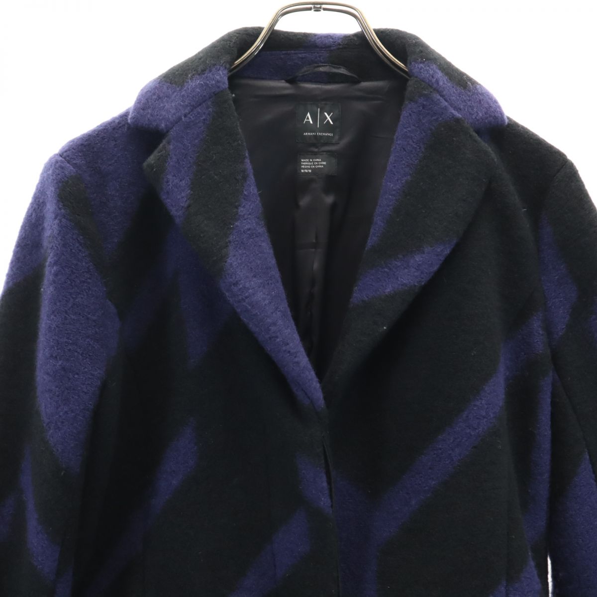 ARMANI EXCHANGE アルマーニエクスチェンジ ウールブレンド チェスターコート M 黒系 レディース