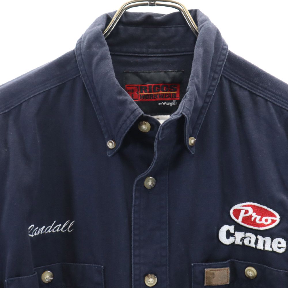 Wrangler ラングラー 長袖 ボタンダウンシャツ M ネイビー RIGGS ワークウェア メンズ