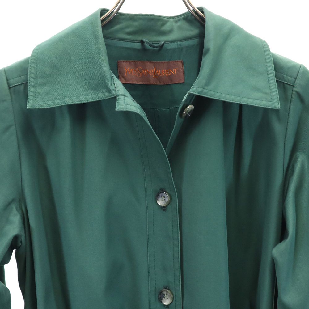 YVES SAINT LAURENT イヴサンローラン 90s オールド コート グリーン レディース