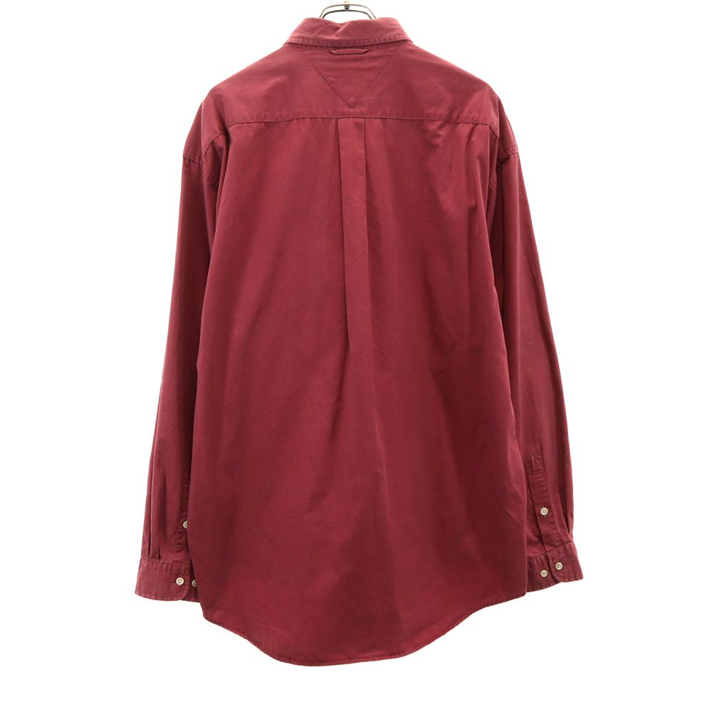 TOMMY HILFIGER トミーヒルフィガー 90s オールド フラッグタグ 長袖 ボタンダウンシャツ XL レッド系 メンズ