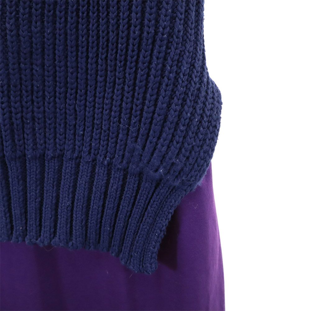 JOHN LAWRENCE SULLIVAN ジョンローレンスサリバン 日本製 ノースリーブ ニット ドッキング ロングワンピース X パープル×ネイビー レディース