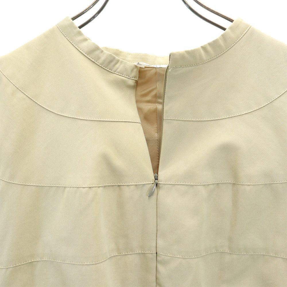 gomme ゴム 日本製 長袖 膝丈ワンピース ベージュ レディース