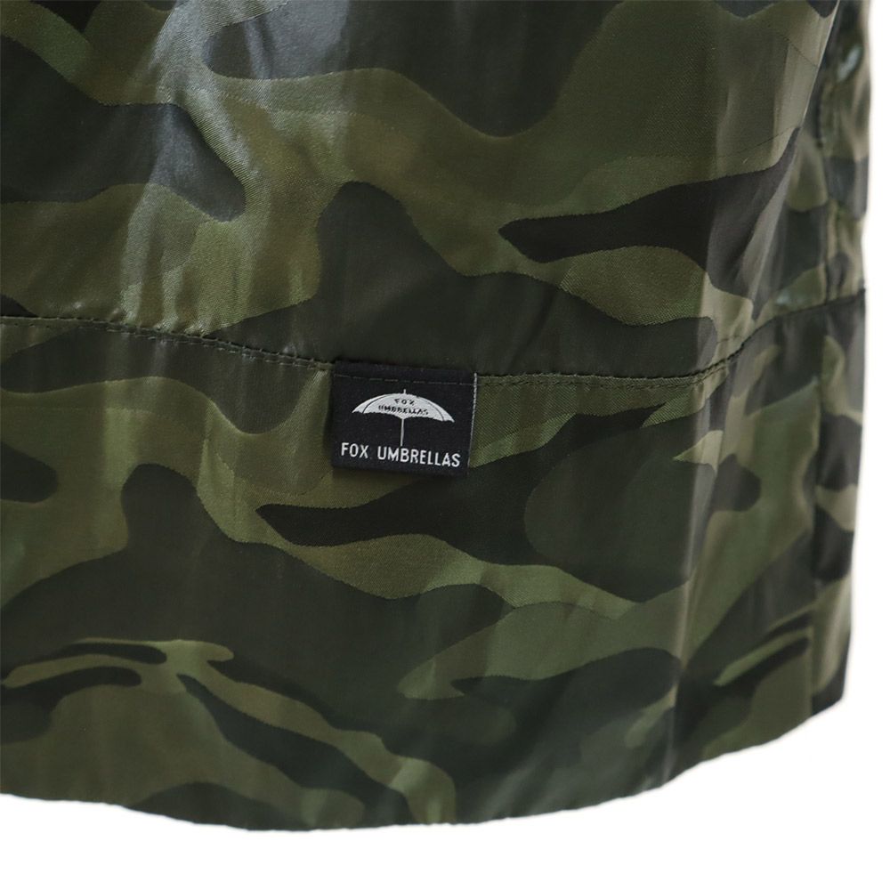 FOX UMBRELLAS フォックスアンブレラズ カモフラ 長袖 レインコート L カーキ系 収納ポーチ付き メンズ