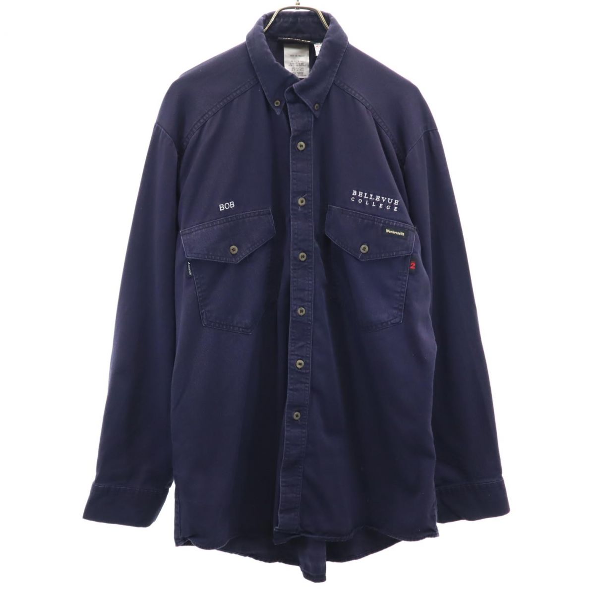 WORKRITE ワークライト 長袖 ボタンダウンシャツ 46-R ネイビー メンズ