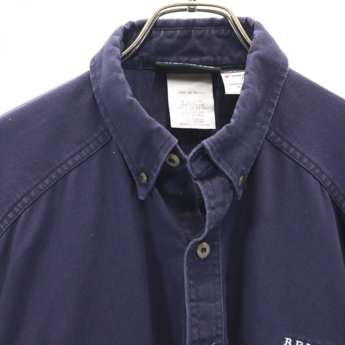 WORKRITE ワークライト 長袖 ボタンダウンシャツ 46-R ネイビー メンズ