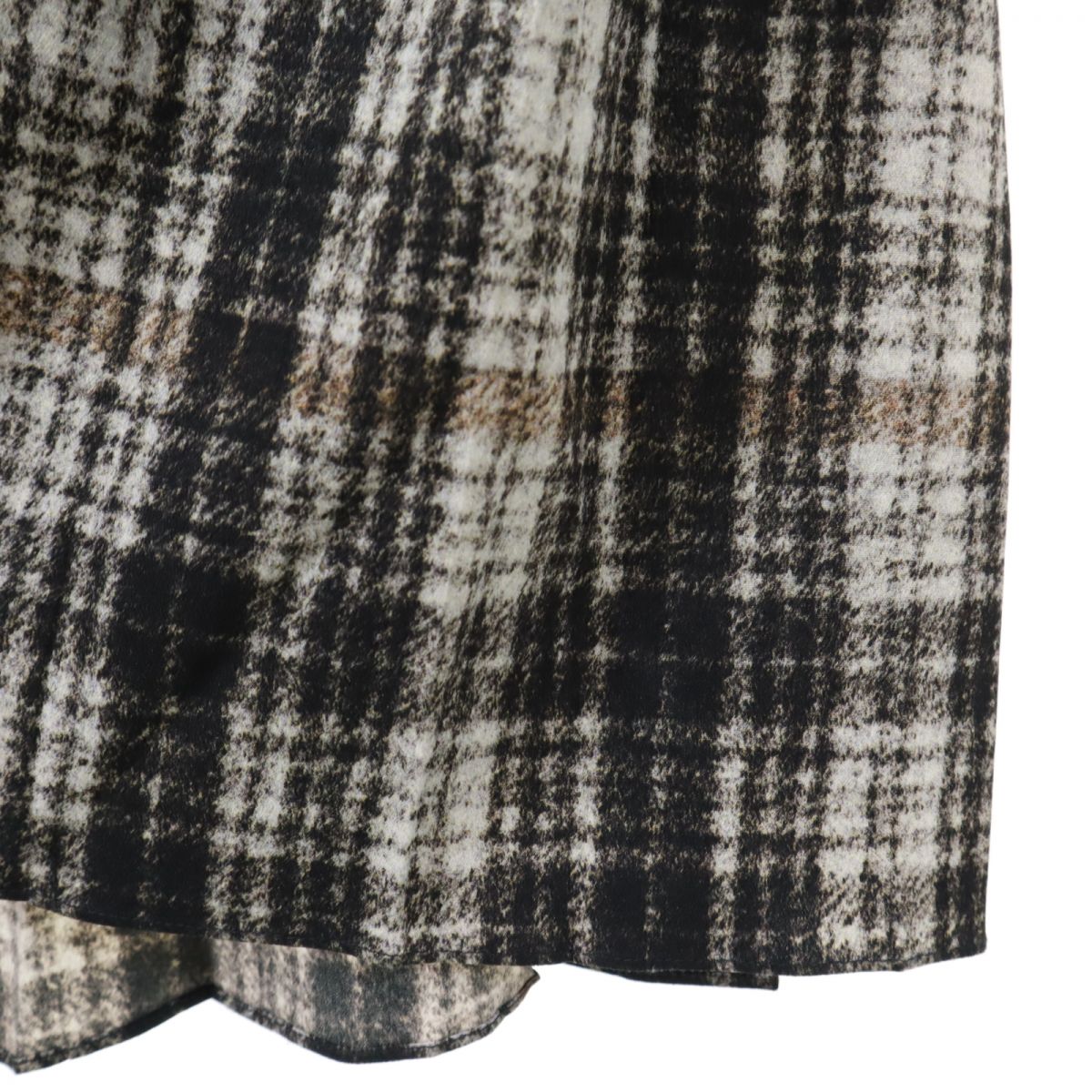 MAX&CO マックスアンドコー チェック柄 7分袖 バックプリーツ シャツワンピース 38 黒系 レディース