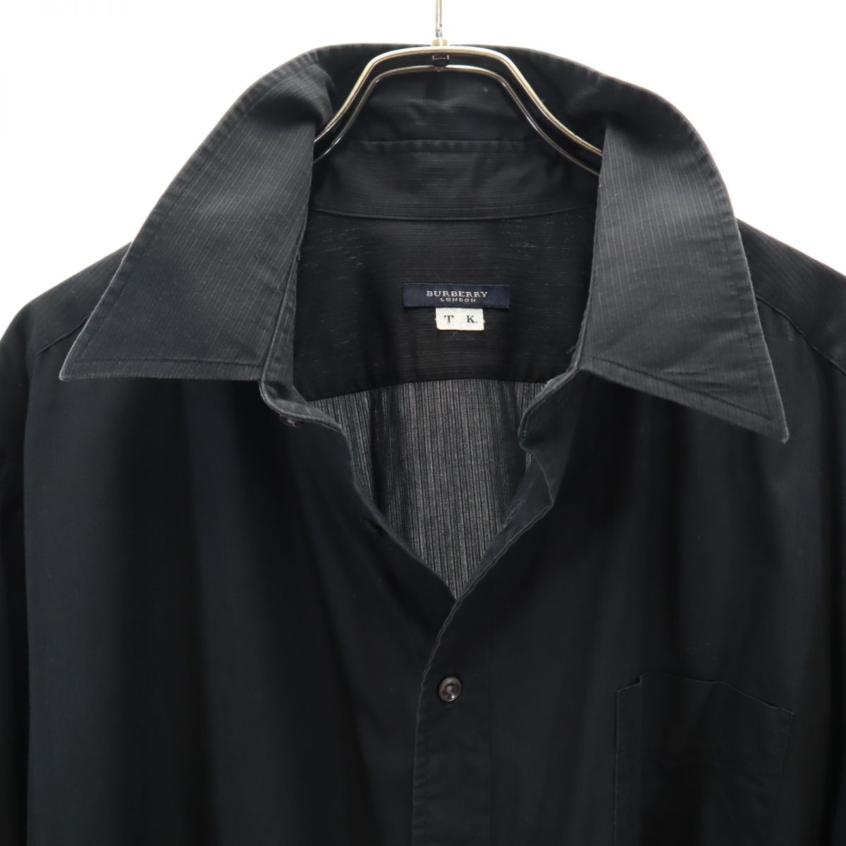 バーバリー ストライプ柄 長袖 シャツ 黒 BURBERRY メンズ