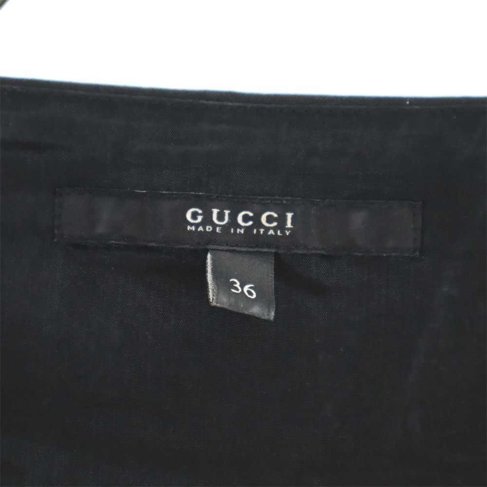 GUCCI グッチ イタリア製 半袖 膝丈ワンピース 36 ブラック レディース