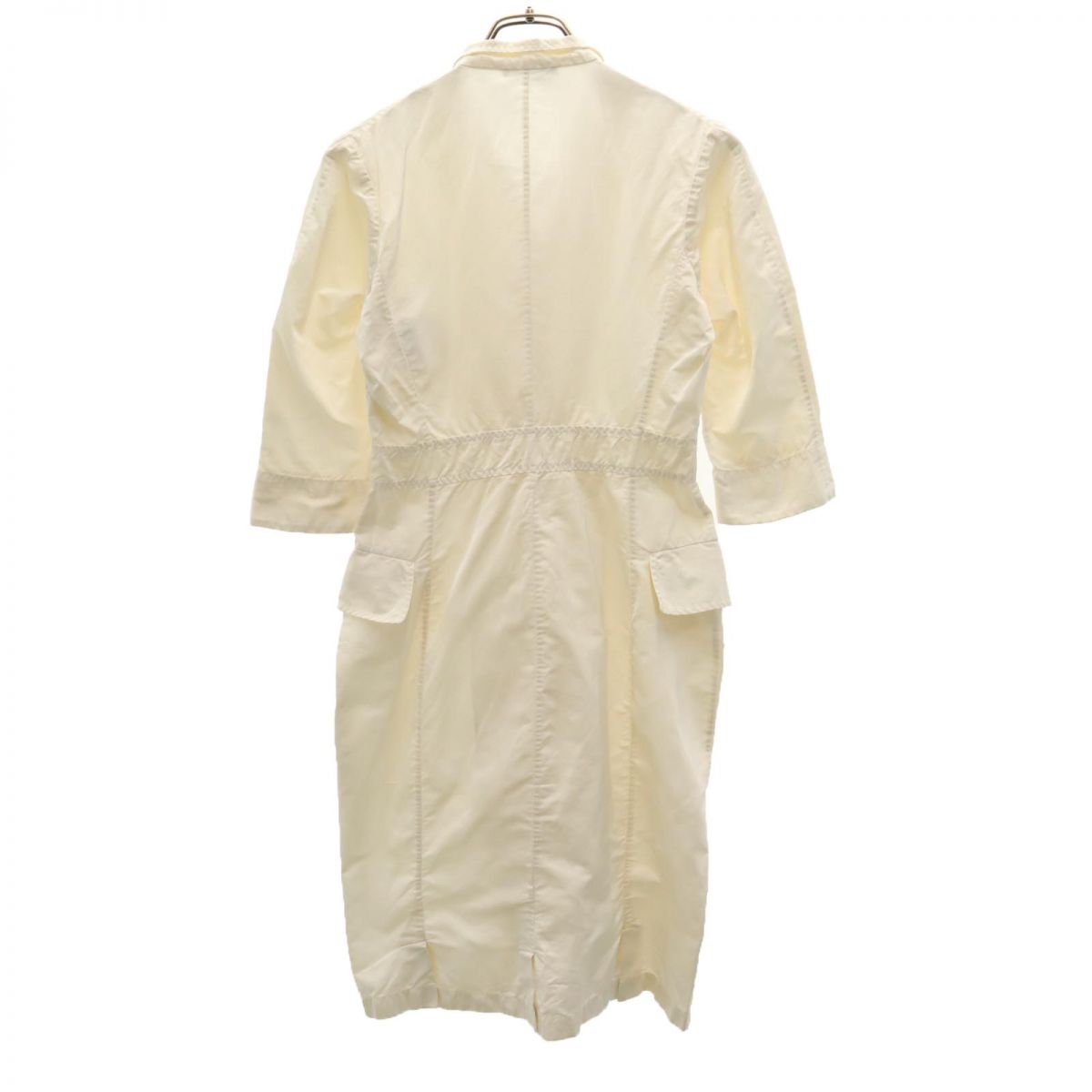 JIL SANDER ジルサンダー イタリア製 シルクブレンド 5分袖 シャツワンピース 36 アイボリー レディース