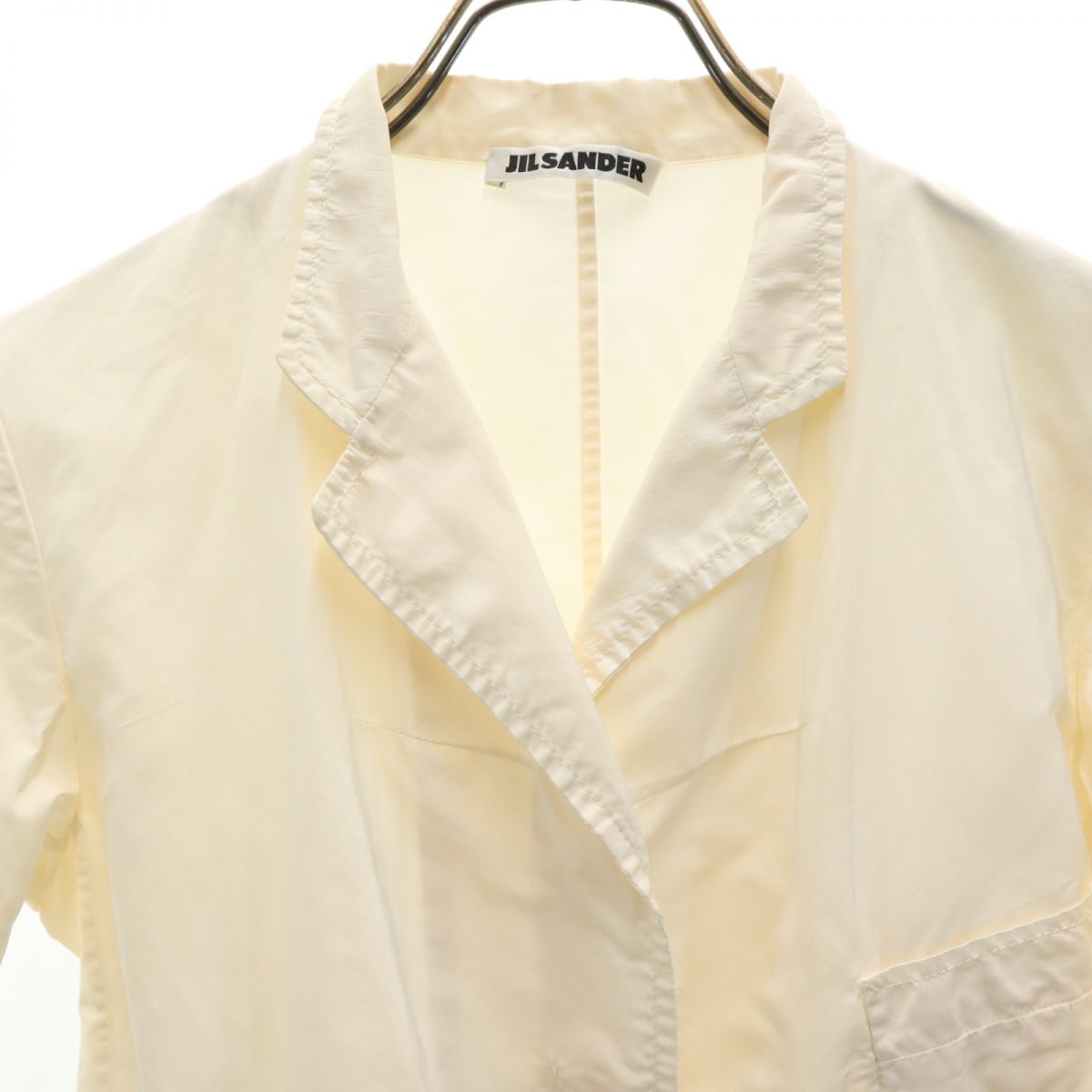 JIL SANDER ジルサンダー イタリア製 シルクブレンド 5分袖 シャツワンピース 36 アイボリー レディース