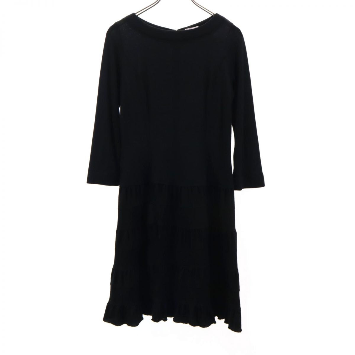 U by ungaro ユーバイウンガロ 日本製 長袖 ウール 膝丈ワンピース 40 黒 レディース
