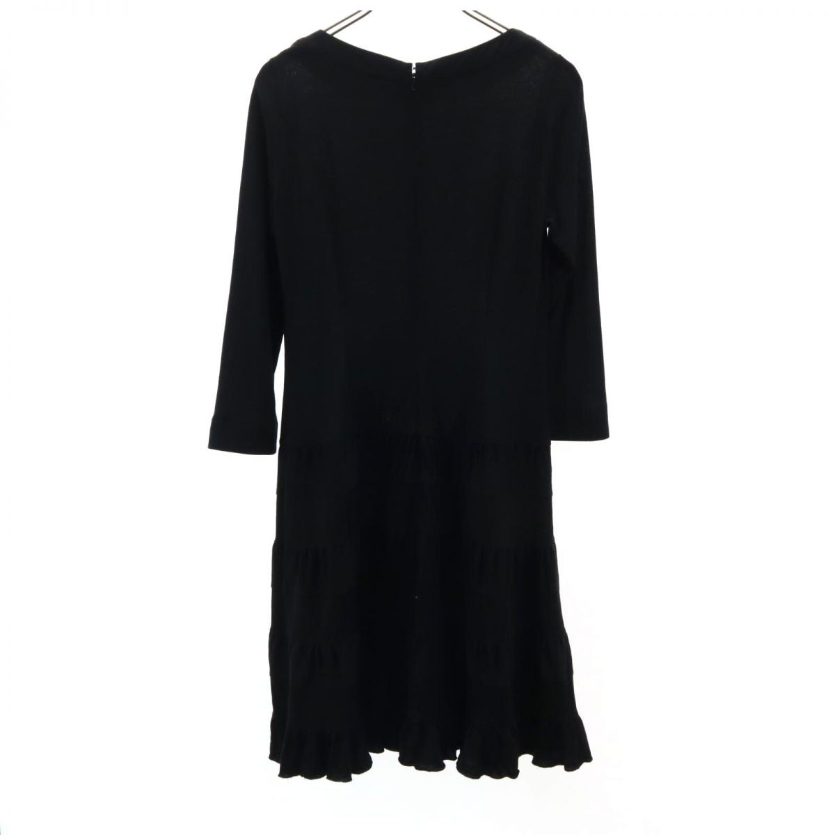 U by ungaro ユーバイウンガロ 日本製 長袖 ウール 膝丈ワンピース 40 黒 レディース