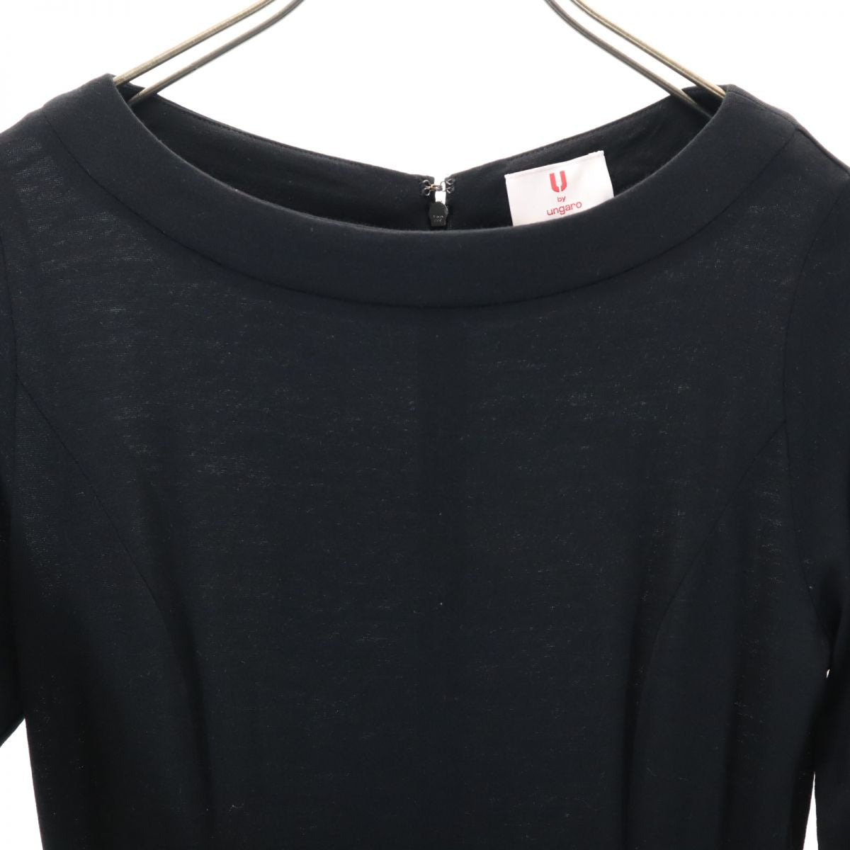 U by ungaro ユーバイウンガロ 日本製 長袖 ウール 膝丈ワンピース 40 黒 レディース