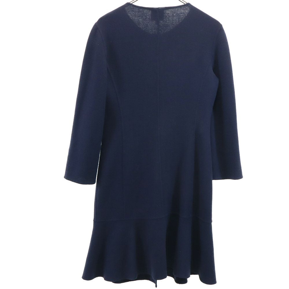 ARMANI COLLEZIONI アルマーニコレッツォーニ 長袖 ウール ノーカラーコート 38 ネイビー レディース