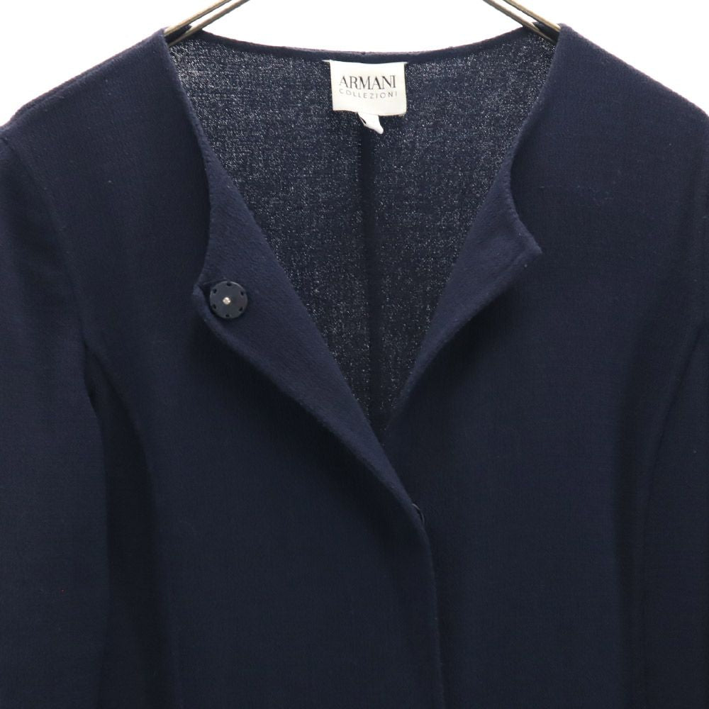 ARMANI COLLEZIONI アルマーニコレッツォーニ 長袖 ウール ノーカラーコート 38 ネイビー レディース